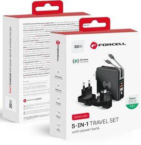 FORCELL MULTIFUNCTION CHARGER 20W 5IN1 POWER BANK 10000MAH AND WIRELESS CHARGING 15W