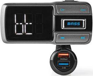 NEDIS CATR101BK CAR FM TRANSMITTER BLUETOOTH BASS BOOST MICROSD CARD SLOT HANDS-FREE CALLING