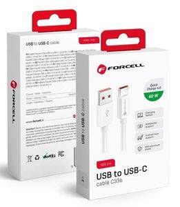 FORCELL CABLE USB A TO TYPE C QC4.0 3A/20V 60W 1M WHITE