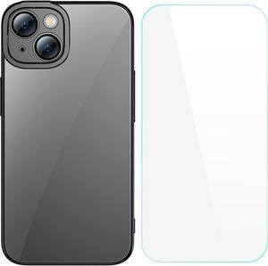 BASEUS GLITTER TRANSPARENT CASE AND TEMPERED GLASS SET IPHONE 14 PLUS BLACK