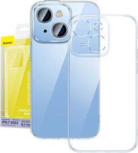 BASEUS CRYSTAL TRANSPARENT CASE AND TEMPERED GLASS SET IPHONE 14 PLUS
