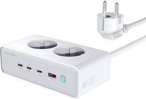 4SMARTS DESK CHARGER GAN 65W WITH 2X AC SOCKETS WHITE