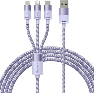 BASEUS STARSPEED USB-A TO LIGHTNING/MICROUSB/USB-C CABLE 20W 3.5A 1.2M PURPLE CAXS000005 BASEUS STARSPEED USB-A TO LIGHTNING/MICROUSB/USB-C CABLE 20W 3.5A 1.2M PURPLE CAXS000005