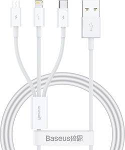 BASEUS SUPERIOR SERIES USB-A TO LIGHTNING/MICROUSB/USB-C CABLE 20W 2A 0.5M WHITE