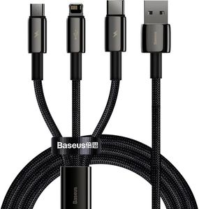 BASEUS TUNGSTEN GOLD USB-A TO LIGHTNING/MICROUSB/USB-C CABLE 20W 2A 1.5M BLACK CAMLTWJ-01 BASEUS TUNGSTEN GOLD USB-A TO LIGHTNING/MICROUSB/USB-C CABLE 20W 2A 1.5M BLACK CAMLTWJ-01