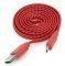 OMEGA OUFBFCR FABRIC BRAIDED MICRO USB TO USB FLAT CABLE 1M RED