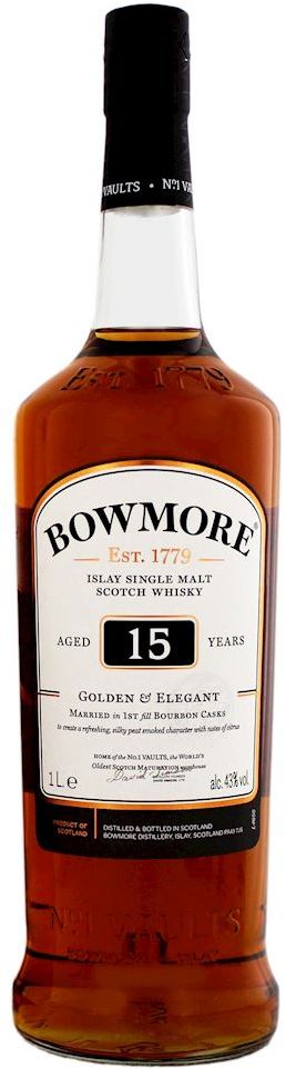 BOWMORE ΟΥΙΣΚΙ BOWMORE SINGLE MALT 15 ΕΤΩΝ GOLDEN - ELEGANT 1000 ML
