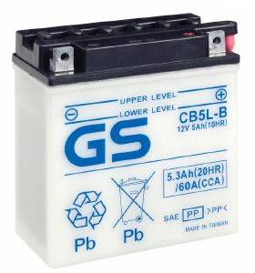 ΜΠΑΤΑΡΙΑ ΜΗΧΑΝΗΣ GS CB5L-B (DRY) 12V 5.3AH 121X62X132MM ΜΠΑΤΑΡΙΑ ΜΗΧΑΝΗΣ GS CB5L-B (DRY) 12V 5.3AH 121X62X132MM