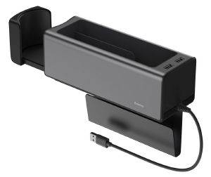 BASEUS DELUXE METAL ARMREST CONSOLE ORGANIZER DUAL USB BLACK
