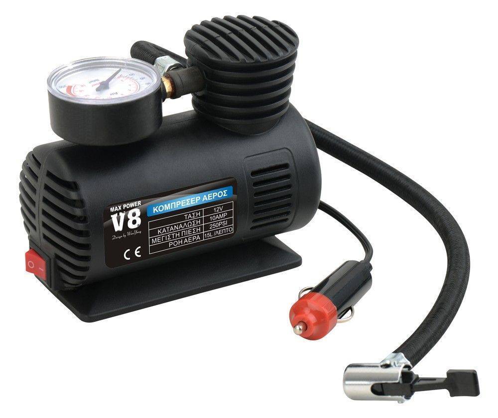 V8 MAX POWER ΚΟΜΠΡΕΣΕΡ ΑΕΡΟΣ ΑΥΤΟΚΙΝΗΤΟΥ V8 MAXPOWER 12V 250 PSI, 18 BAR