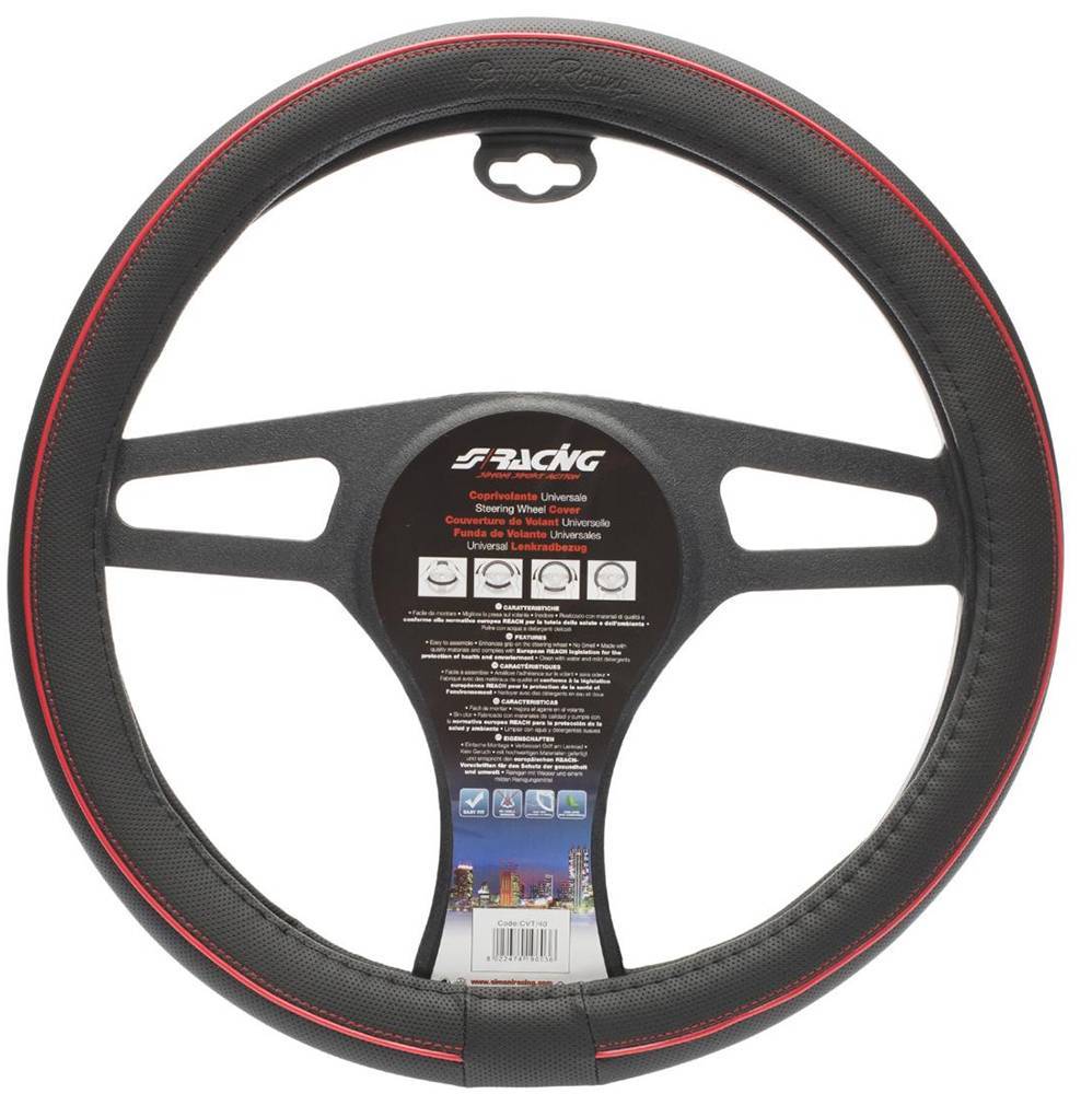 ΚΑΛΥΜΜΑ ΤΙΜΟΝΙΟΥ SIMONI RACING SPEED ΜΑΥΡΟ ΜΕ ΚΟΚΚΙΝΗ ΡΙΓΑ 37-39CM