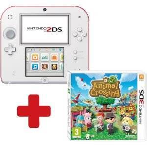 NINTENDO 2DS CONSOLE WHITE AND RED + ANIMAL CROSSING