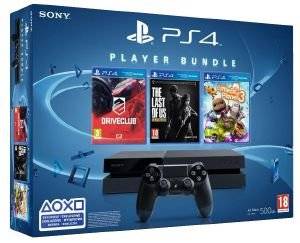 PLAYSTATION 4 500GB BLACK & DRIVECLUB & THE LAST OF US REMASTERED & LITTLEBIGPLANET 3