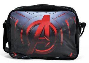 AVENGERS - RED LOGO BLACK MESSENGER BAG