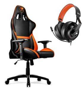 COUGAR ARMOR GAMING CHAIR BLACK/ ORANGE+COUGAR PHONTUM GAMING HEADSET