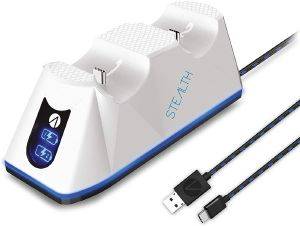 PS5 STEALTH SP C-100 V TWIN USB CHARGING DOCK & PLAY & CHARGE CABLE WHITE