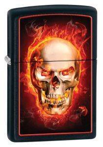 H  ZIPPO BURNING SKULL 