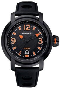 ΡΟΛΟΙ NAUTICA SPORT BLACK LEATHER STRAP ΡΟΛΟΙ NAUTICA SPORT BLACK LEATHER STRAP