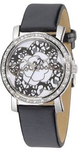   JUST CAVALLI MOON BLACK LEATHER STRAP