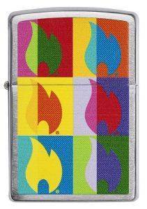 H E ZIPPO 29623 ABSTRACT FLAME BRUSHED CHROME 
