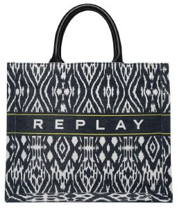 REPLAY ΤΣΑΝΤΑ ΧΕΙΡΟΣ REPLAY WITH IKAT PRINT FW3300.000.A0082A 1489 ΜΑΥΡΟ/ΛΕΥΚΟ