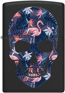 ZIPPO ΑΝΑΠΤΗΡΑΣ ΒΕΝΖΙΝΗΣ ZIPPO 49771 FLAMINGO SKULL ΜΑΤ ΜΑΥΡΟ