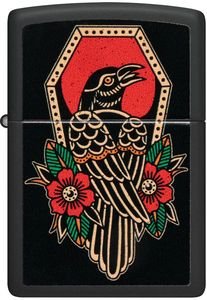 ZIPPO ΑΝΑΠΤΗΡΑΣ ΒΕΝΖΙΝΗΣ ZIPPO 48611 CROW TATTOO ΜΑΥΡΟ MATTE