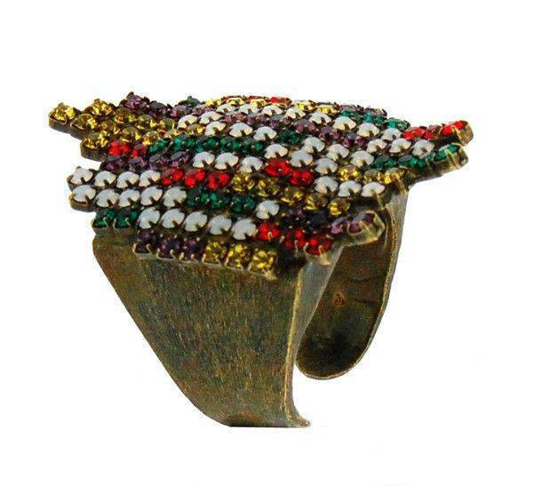 ΔΑΧΤΥΛΙΔΙ FRANGOS ΜΕΤΑΛΛΙΚΟ ΜΕ ΠΟΛΥΧΡΩΜΑ SWAROVSKI (ONE SIZE)