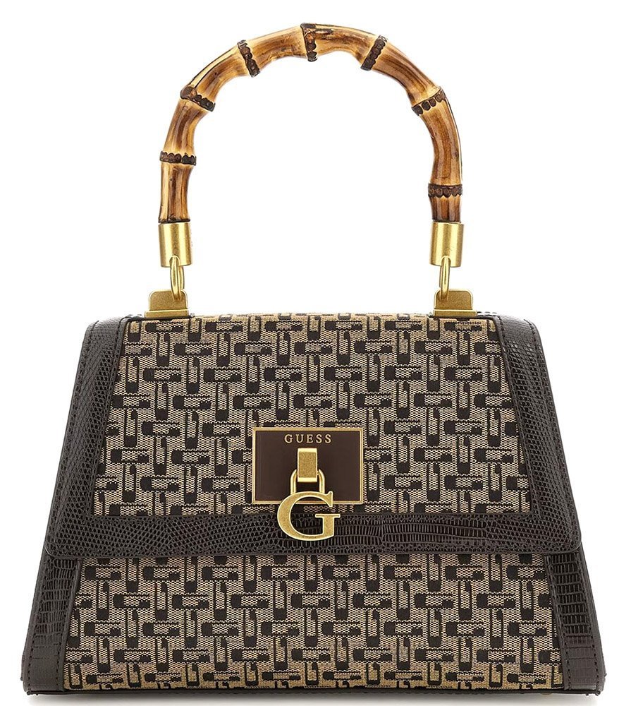 GUESS ΤΣΑΝΤΑ ΧΕΙΡΟΣ GUESS STEPHI BAMBOO FLAP HWJK7875210 LOGO ΚΑΦΕ