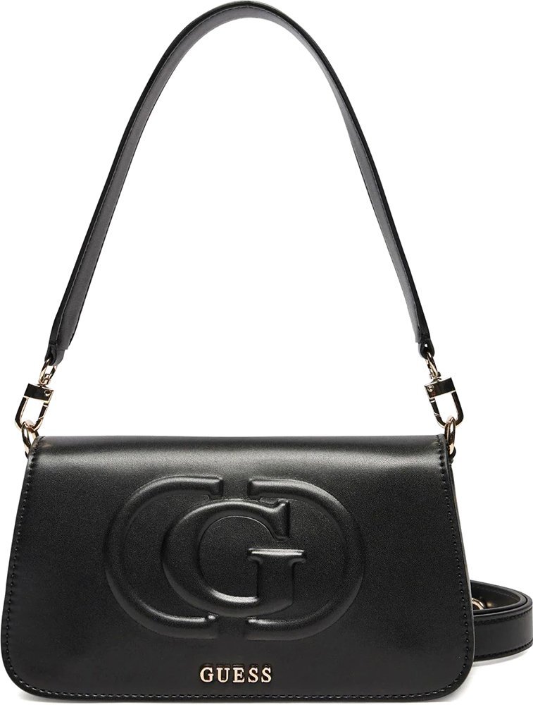 GUESS ΤΣΑΝΤΑ ΩΜΟΥ GUESS MIETTA FLAP SHOU HWEVG951320 ΜΑΥΡΟ