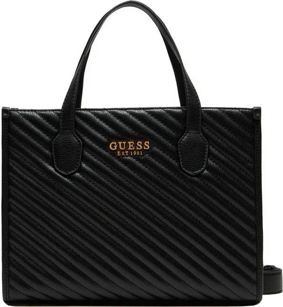 GUESS ΤΣΑΝΤΑ ΧΕΙΡΟΣ GUESS SILVANA 2 COMP TOTE HWQV8665220 ΜΑΥΡΟ