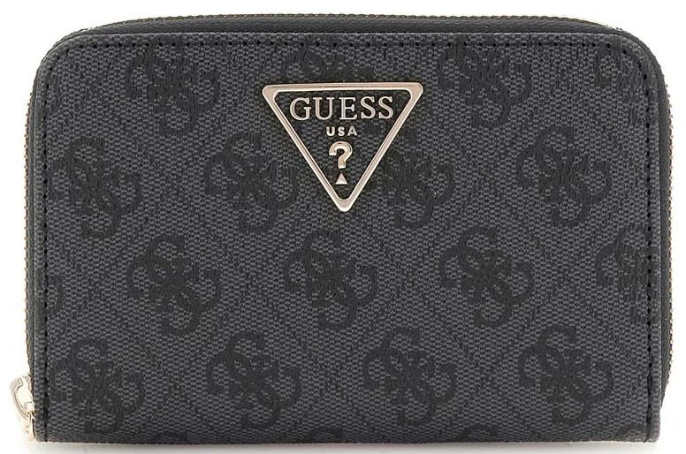 GUESS ΠΟΡΤΟΦΟΛΙ GUESS LAUREL SLG MEDIUM ZIP AROUND SWVC8500140 LOGO ΜΑΥΡΟ
