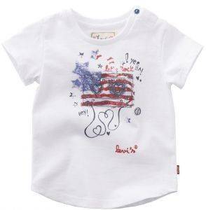 ΜΠΛΟΥΖΑ ΜΕ ΚΟΝΤΟ ΜΑΝΙΚΙ LEVI&#039;S SS TEE NH10514 FLAG ΛΕΥΚΟ (74ΕΚ.)-(6-12ΜΗΝΩΝ)