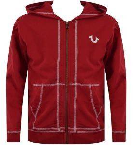 TRUE RELIGION HOODIE ΜΕ ΦΕΡΜΟΥΑΡ TRUE RELIGION FRENCH TERRY TR146HD32 ΣΚΟΥΡΟ ΚΟΚΚΙΝΟ (104ΕΚ.)-(3-4 ΕΤΩΝ)