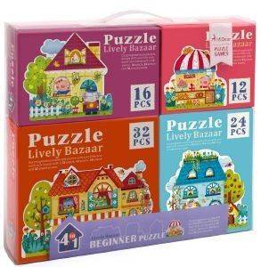 MIDEER ΠΑΖΛ MIDEER 4 IN 1 PUZZLE- FAIRY TOWN 84 ΤΜΧ (MD3017)