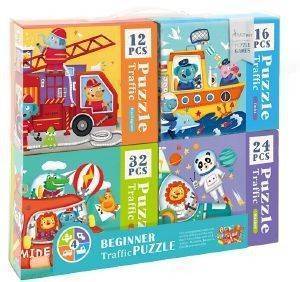  MIDEER 4 IN 1 PUZZLE- TRAFFIC 84  [MD3025]