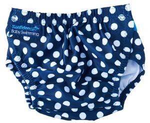   KONFIDENCE SWIM NAPPY NAVY POLKA DOTS-  (3-30 )