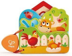 HAPE ΞΥΛΙΝΟ ΒΙΒΛΙΑΡΑΚΙ ΦΑΜΑΣ HAPE BABY&#039;S FARM ANIMAL BOOK ΠΟΛΥΧΡΩΜΟ