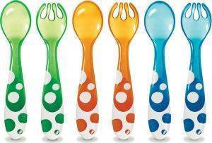  6  &  MUNCHKIN 6 MULTI-COLOURED FORKS AND SPOONS 12+ 
