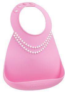     MUNCHKIN BABY BIB TIFFANY PINK W/PEARLS 6-36