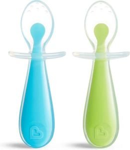  2   MUNCHKIN 2PK GENTLE SILICONE SPOONS BLUE/GREEN