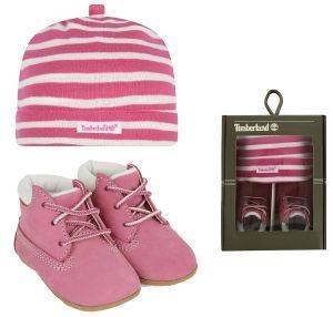    &  TIMBERLAND CRIB BOOTIE WITH HAT TB09680R6611  (PINK) (EU:18.5)