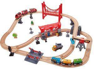 ΞΥΛΙΝΟ ΣΕΤ ΤΡΕΝΟΥ HAPE RAILWAY BUSY CITY RAIL SET ΞΥΛΙΝΟ ΣΕΤ ΤΡΕΝΟΥ HAPE RAILWAY BUSY CITY RAIL SET