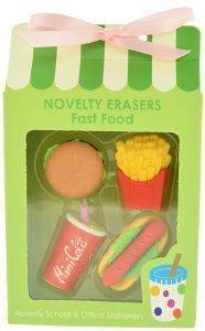  4  NOVELTY ERASERS FAST FOOD 4 