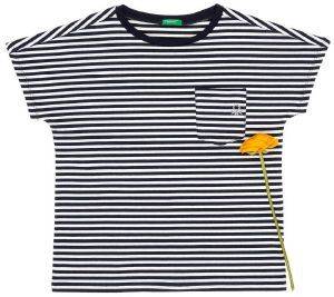 T-SHIRT BENETTON FUNZIONE GIRL ΛΕΥΚΟ/ΣΚΟΥΡΟ ΜΠΛΕ (82 CM)-(1-2 ΕΤΩΝ)