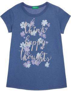 T-SHIRT BENETTON FUNZIONE GIRL THINK HAPPY THOUGHTS 