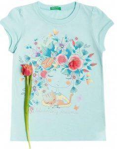 T-SHIRT BENETTON GIRL WITH A CAT ΓΑΛΑΖΙΟ (82 CM)-(1-2 ΕΤΩΝ) T-SHIRT BENETTON GIRL WITH A CAT ΓΑΛΑΖΙΟ (82 CM)-(1-2 ΕΤΩΝ)