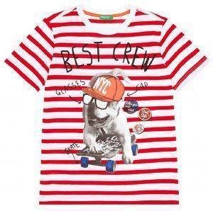 T-SHIRT BENETTON COLORS BOY ΡΙΓΕ ΚΟΚΚΙΝΟ/ΛΕΥΚΟ (82 CM)-(1-2 ΕΤΩΝ)