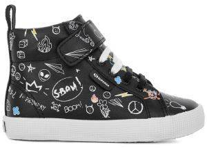 SUPERGA ΜΠΟΤΑΚΙ SUPERGA SYNLEASTRAPBUMPERSCRIBBLESJ S111U3W ΜΑΥΡΟ (EU:35)