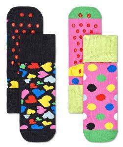  HAPPY SOCKS 2 PACK KIDS HEART ANTI-SLIP SOCKS KHEA19-9300 2TMX (EU:22-24)